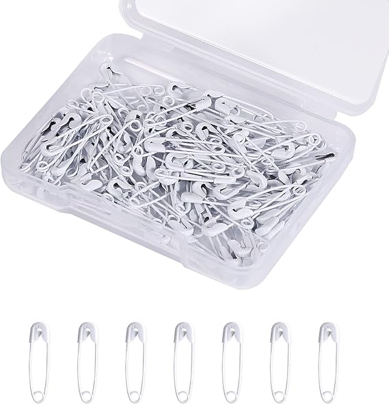 120pcs White Safety Pins, 19mm Metal Mini Safety Pins for Clothes