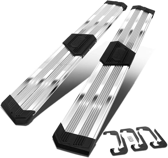 J2 Engineering 10'' Running Boards Side Step Bars Compatible with 07-19 Silverado/Sierra 1500 2500HD 3500HD Extended Cab, Metallic/Black, J2-STEPB-ZTL-8260-SS