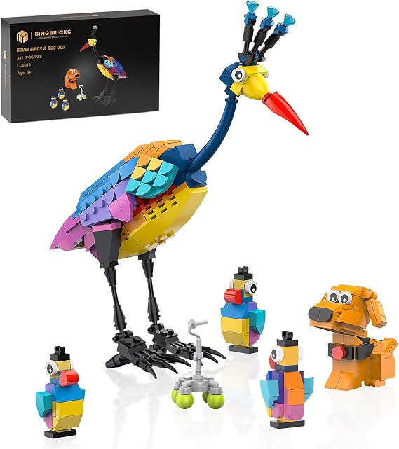 Kevin Birds and Dug Dog Building Blocks, Kevin Big Bird with Three Mini Birds Set for 100 Year Celebration Up House 43217 Toy Kits, Ideal for Kids, Adults, Movie Fans