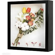 3D Shadow Box Frame（8x8 Inch), 3cm Deep Display Case for Photos, Medals, Tickets & Memorabilia - Wall Mount or Tabletop Box Frame (Black)