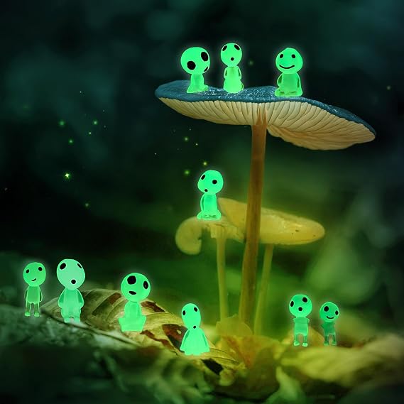 10PCS Luminous Tree Elves Mini Figures, Mini Resin Animals Glow in the Dark Aliens Figurines Fairy Garden Accessories for Micro Landscape Outdoor Patio Terrace Balcony Yard Decoration