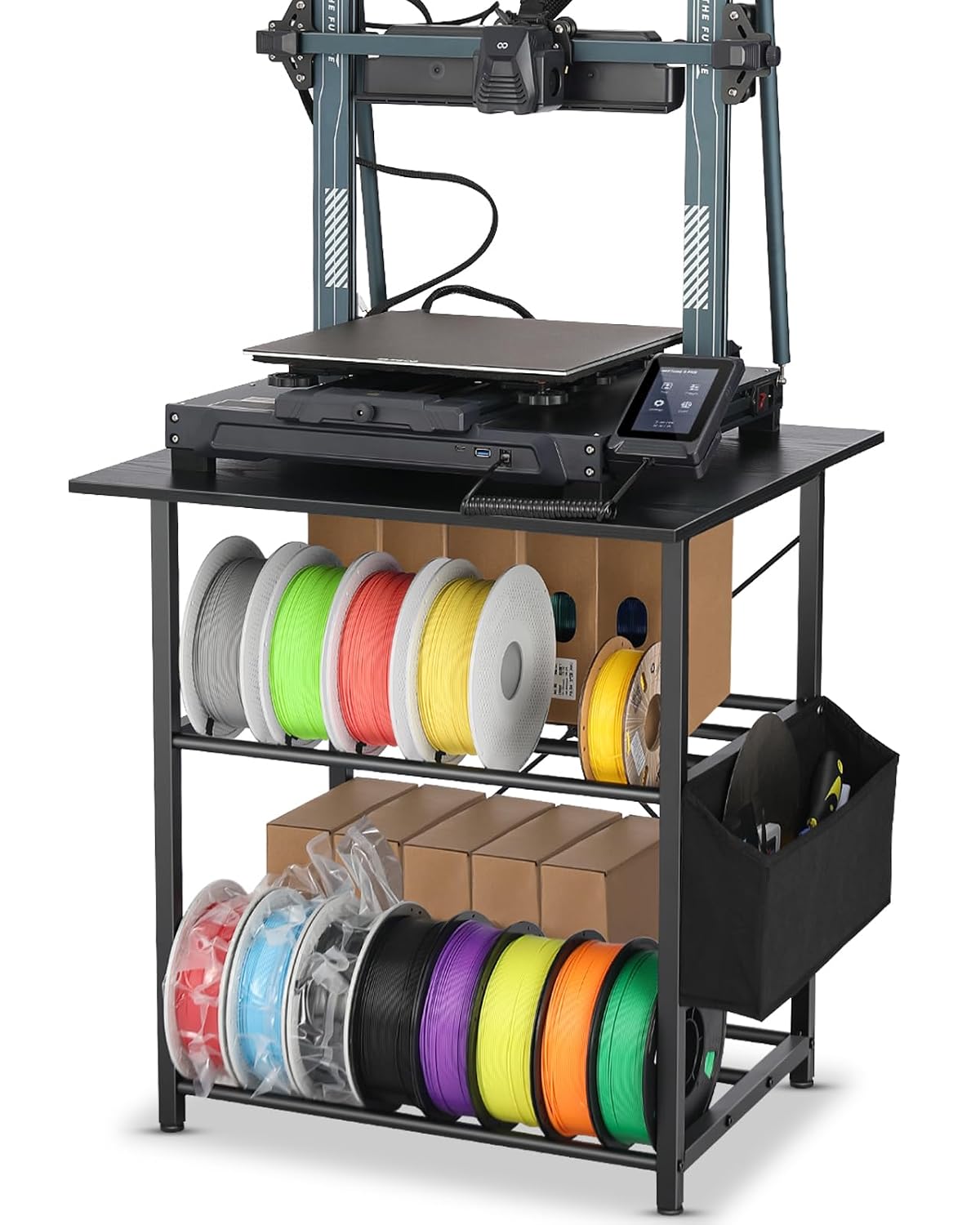 3D Printer Stand with Filaments Storage - 3D Printer Table Filament Shelf Storage Rack Heavy Duty 3D Printer Cart Desk with Wheels for 3D Workshop