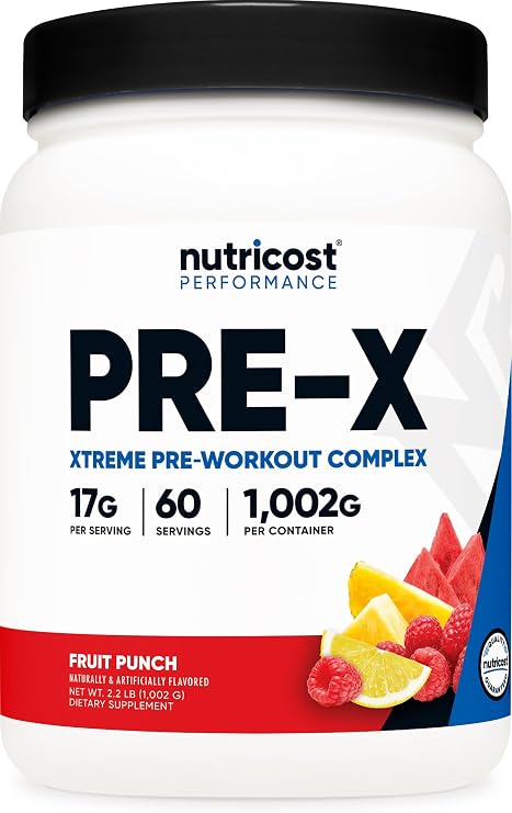 Nutricost Pre-X Xtreme Pre-Workout Complex Powder (Fruit Punch) 60 Servings