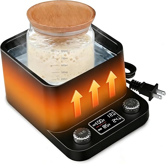 MYMULIKE Sourdough Starter Warmer - Water Bath Warming with Timer and Precise 1F Control (70-104F), Even Heating, Improve Fermentation Success Rate, Ideal for Yeast Cultivation & Home Baking