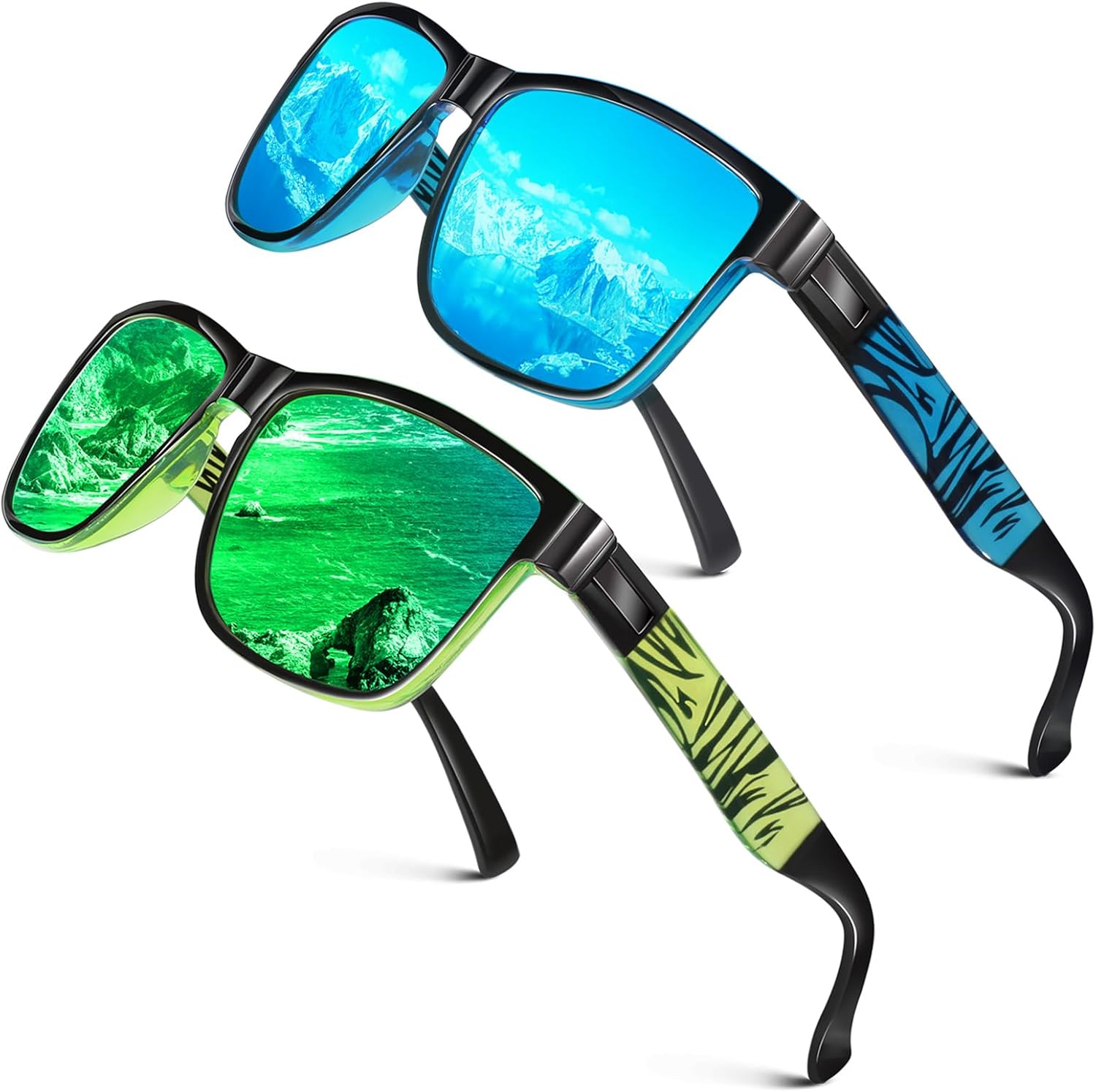 LINVO Polarised Sunglasses Men Women Mirrored Fashionable UV400 Protection Driving Fishing CAT 3 CE