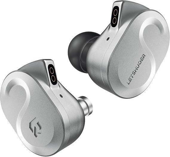 Letshuoer S08 Fourth Generation in Ear Monitor Earphone Dual-coil 13mm Planar Magnetic Driver HiFi Wired in Ear Earbuds, Planar IEM with Detachable 2pins Silver-plated Copper Cable Audiophiles(silver)