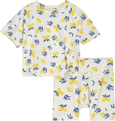 Jessica Simpson Baby Girls Shorts Set - 2 Piece Short Sleeve Top and Matching Cotton Biker Shorts for Infants & Toddlers
