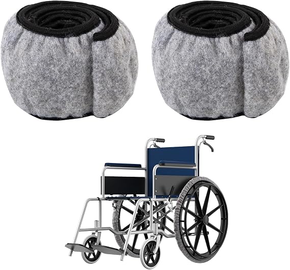 Wheelchair Tyre Covers for Wheelchair Wheels 24'' Non-Slip Protective Cover Protect Floors Carpets Power Wheelchair Tire Covers, Gray