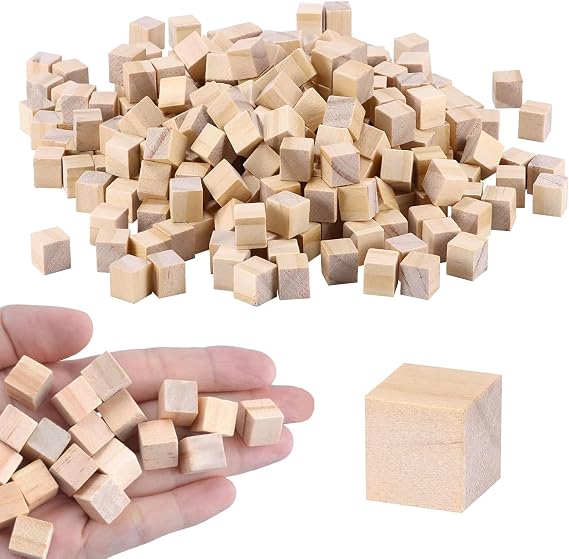 300 Pcs Small Wooden Cubes, 1cm Wood Square Blocks Natural for Crafting, Natural Square Wooden Blocks, Educational Wood Craft Cubes for Arts and Crafts Puzzle Making and DIY Projects Home Decor