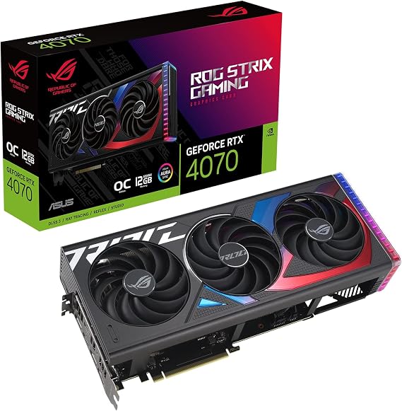 ASUS ROG Strix GeForce RTX 4070 OC Edition Gaming Graphics Card PCIe 4.0, 12GB GDDR6X, DLSS 3, HDMI 2.1, DisplayPort 1.4a