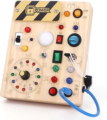 Grarain Toddler Toys Clock Busy Board with Led Light, Preschool Learning Activities Sensory Toys for Toddlers,Montessoti Toys for 1 2 3 Year Old