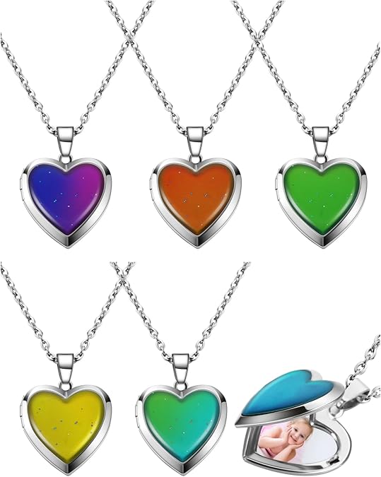 Hicarer Heart Locket Necklace for Girls Color Changing Necklace