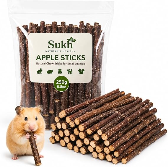 Sukh Natural Organic Apple Sticks - 250g Chew Sticks for Small Animals