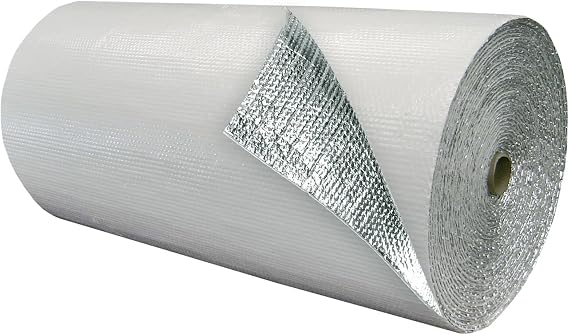 Double Bubble Insulation Roll 48" x 75' (300 sq. ft.), 6.35mm Thick, White/Foil, Made-in-USA Double Bubble Reflective Foil Insulation Roll for Cold & Warm Climates, Radiant Barrier