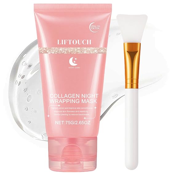 Korean Collagen Night Wrapping Mask - Overnight Peel Off Facial Mask for Face - Hydrating Sleeping Mask Skincare - Anti-Aging Glass Skin Elasticity Treatment - Women