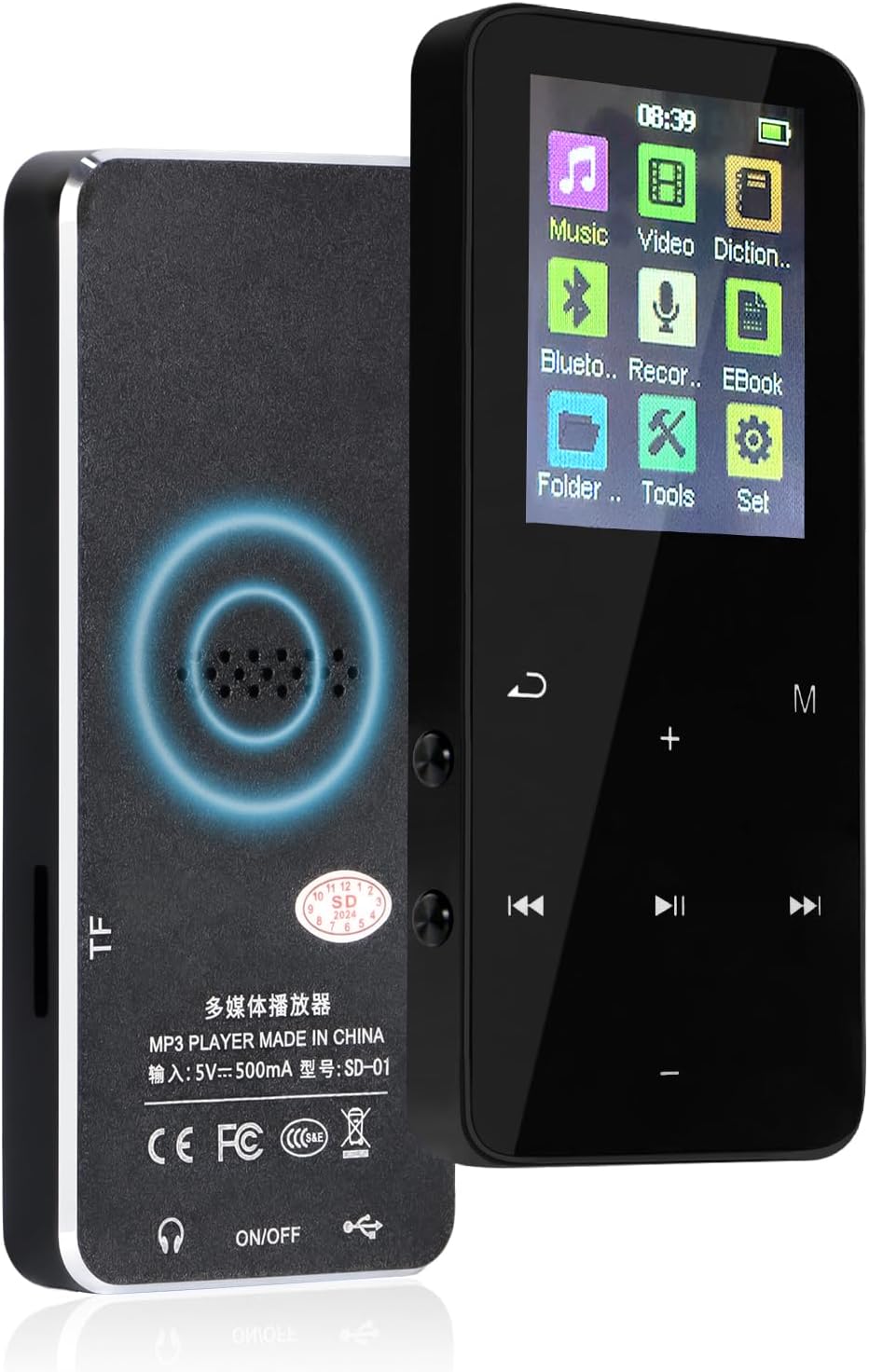 MP3 Player with Bluetooth 5.3 - Helterfolg Portable Music Player with Built-in HD Speaker, Voice Recorder, HiFi Sound, E-Book Function8GB