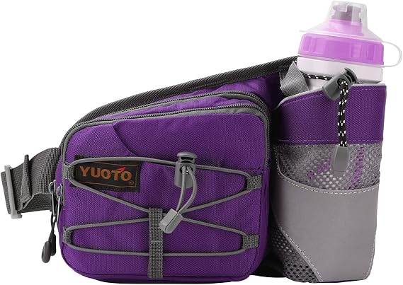 Waist Pack with Water Bottle Holder for Running Walking Hiking Fanny Pack | Hydration belt 25-50" Hold Up to 27oz Bottle 4 Pockets Breathable Mesh Reflective Outdoor Hip Bag Men Women