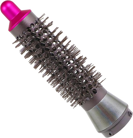 SPARES2GO Volumising Brush compatible with Dyson HS01 Airwrap Hair Styler (Nickel/Fuchsia)