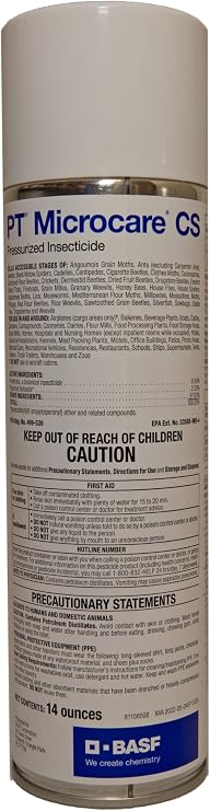 BASF PT Microcare CS Pressurized Insecticide - Reduced Risk Pyrethrin Spray - Food Safe - 14 Ounce Aerosol