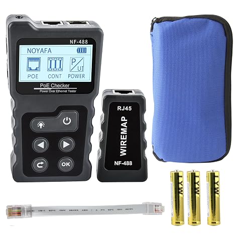 Network Cable Testers NF-488 New LCD Network PoE Checker Over The Ethernet cat5 cat6 LAN Cable Tester Loop Test Tool(NF-488)