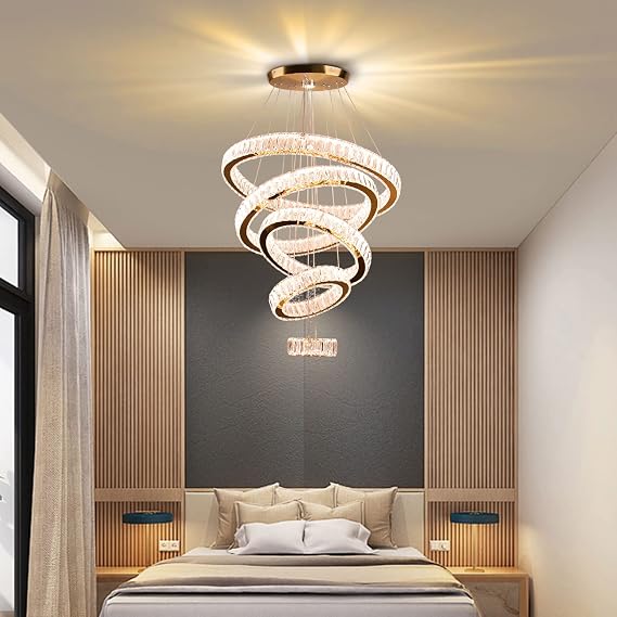 5-Ring LED Crystal Chandelier Warm White [Energy Class E]