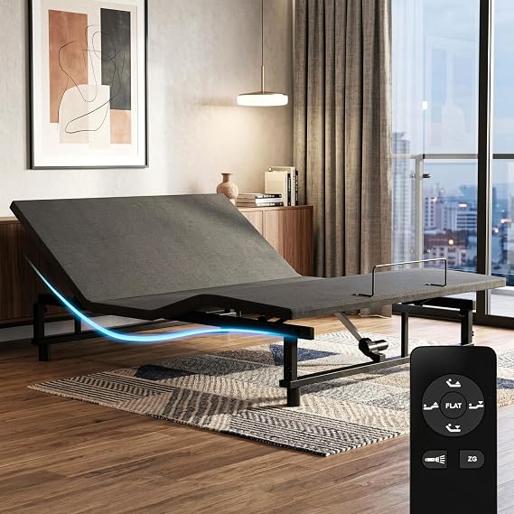 King Adjustable Bed Frame with Wireless Remote, Electric Bed Base, Black | Supports up to 750 lbs, Easy Assembly, Zero Gravity, Anti-Snore Mode, Head and Foot Incline, Quiet Motor, Heavy Duty Frame