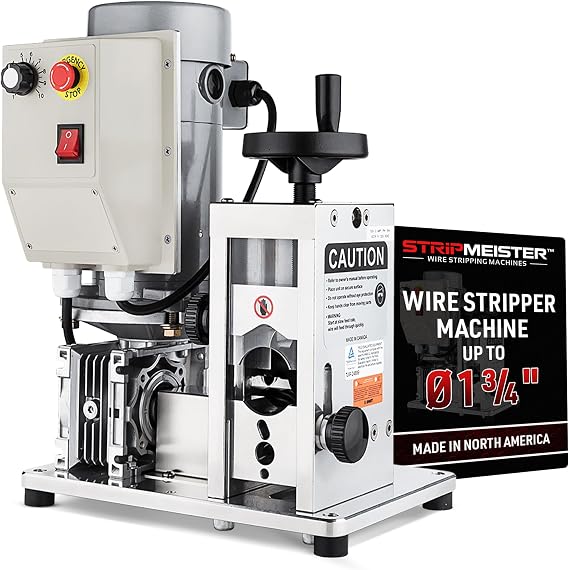 StripMeister E1000 Electric Automatic Wire Stripping Machine Wire Size Up To 1-3/4", Jam-Free, Industrial-Grade Wire Stripper, 50+lbs Stripping Force