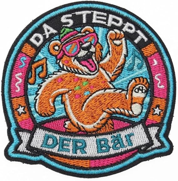 DA STEPPT DER Bärザ・ベア・ダンスパッチ 健康 士気 ユーモア 面白い カートン ミーム 刺繍 タクティカル ミリタリー ワッペン - 面ファスナー。