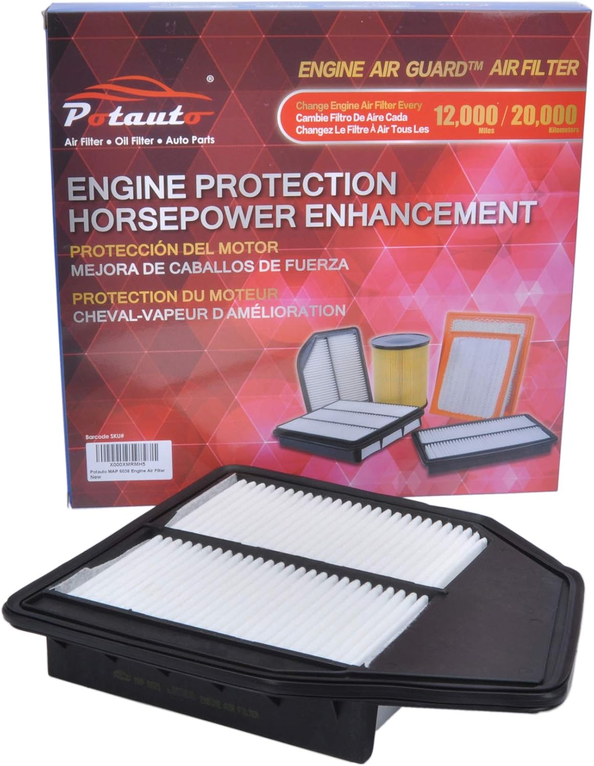 POTAUTO MAP 6025 Engine Air Guard Filter Replacement for HONDA
