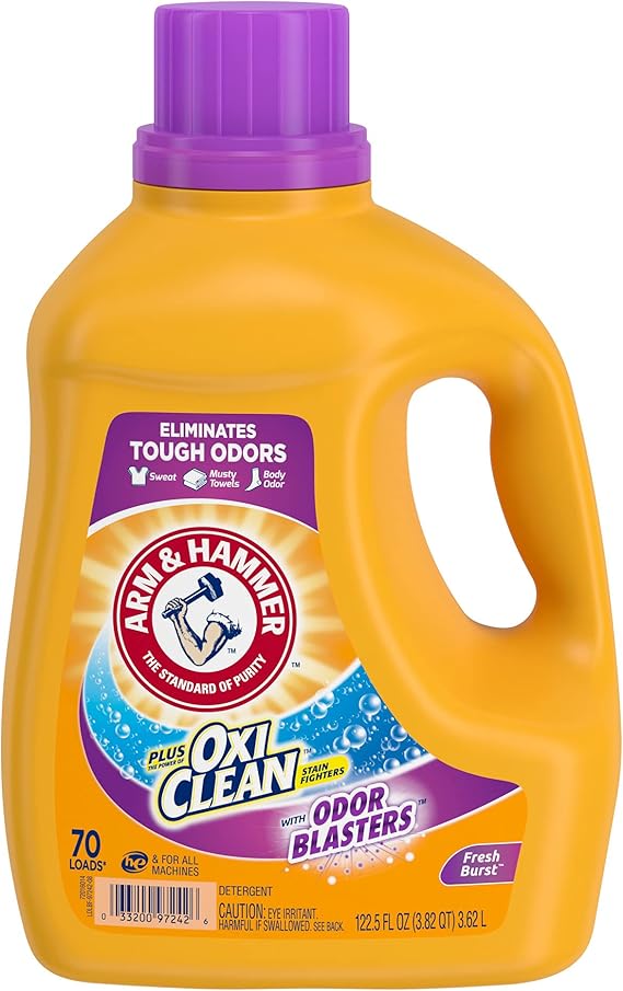 Arm & Hammer Plus OxiClean Odor Blasters Fresh Burst, 70 Loads Liquid Laundry Detergent, 122.5 Fl Oz