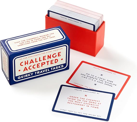 Brass Monkey Challenge Accepted Travel Tasks Card Deck: Quirky Travel Tasks, 4" x 2.7" x 1.7"
