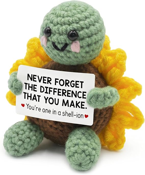Thank You Gift for Women - Gifts for Coworkers, Boss, Manager, Teacher - Administrative Professional Day Gifts - Never Forget The Difference You Make Positive Support Turtle Crochet