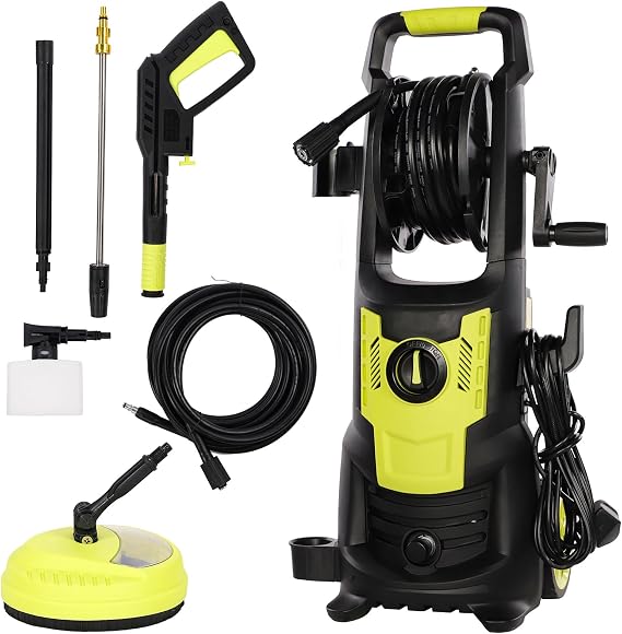 Pressure Washers 1800W 135bar 450L/H, Electric Pressure Washer with Patio Brush,Power Washer with Adjustable Spray Nozzle, Jet Washers for Patio/Car/Garden/Yard/Fences/Driveways