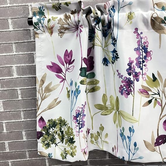 1 Panel Purple Blue Flower Curtains Valance for Windows (1 x 54x18 Inch)