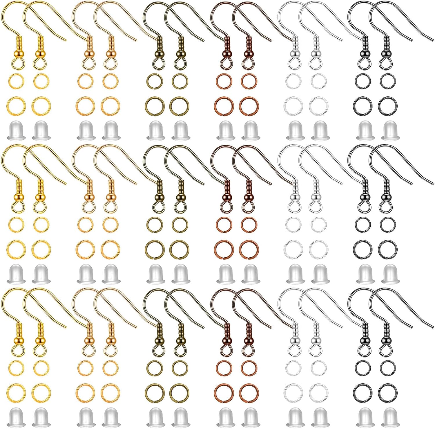 Cridoz 960PCS Earrings Making Supplies Kit with 240PCS Earring Hooks, 420PCS Jump Rings and 300PCS Earring Backs for Earring Making and Repair Multicolors