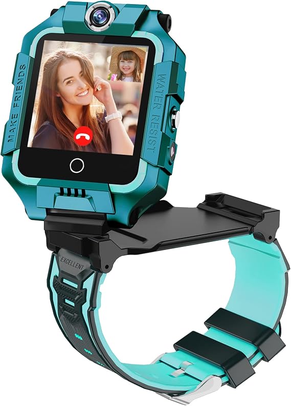 OKYUK 4G GPS Smartwatch for Girls Boys, IP67 Waterproof Sport Smart Watch Phone for Kids, with Face Unlock 2-Camera 360 Rotating Screen WiFi Video Call Phone Call SOS Pedometer for 3-14 Age