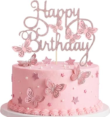13Pcs 3D Butterfly Cupcake Topper Pink Cupcake Toppers for Girls Womens Happy Birthday Cake Decorations Floral Wedding Party Decorations