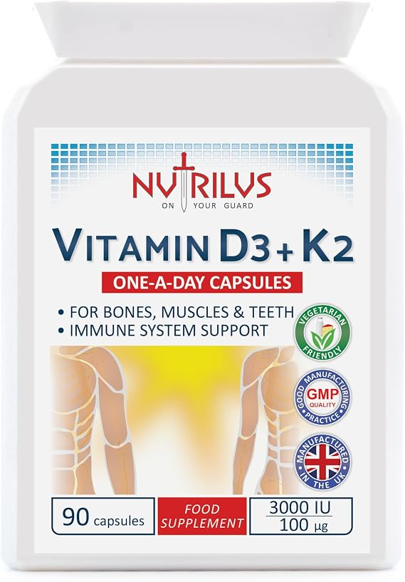 Vitamin D3 3000 IU and K2 MK-7 100mcg 90 Capsules – One Daily