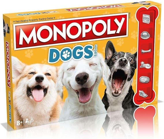 Winning Moves Dogs Monopoly Board Game, Play with your favourite canines from Pomeranian, Siberian Husky and Shiba Inu, 2–6 players makes a great gift for ages 8 plus