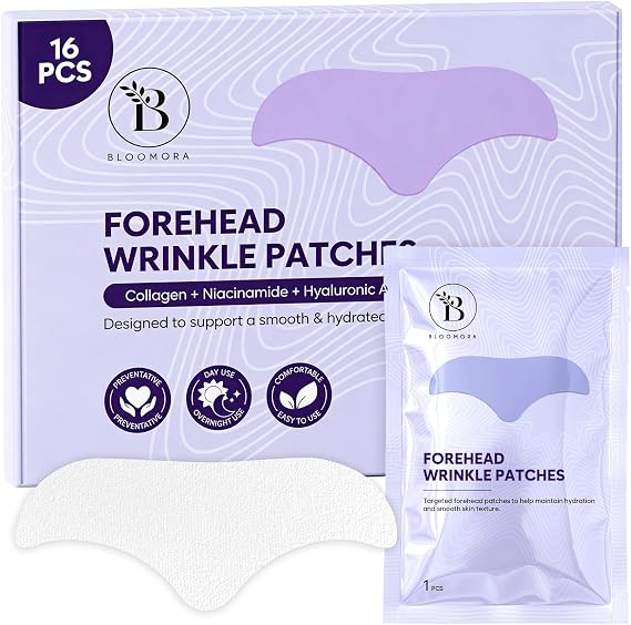Forehead Wrinkle Patches, Overnight Hydrogel with Hyaluronic Acid, 16 Count