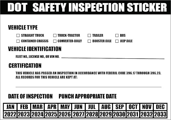 DOT Inspection Stickers (10 Pack)