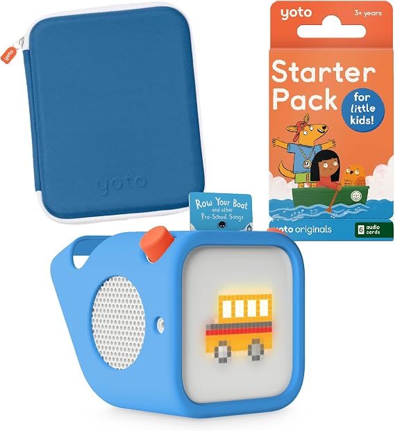 YOTO Player (3rd Gen.) Starter Bundle - Kids Screen-Free Bluetooth Audio Speaker with Starter Pack for Little Kids, Blue Bird Adventure Jacket and Card Case | Stories, Music, Podcasts and Nightlight