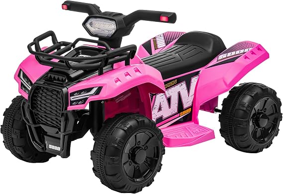 XCAR ATV for Kids, 6V Battery Powered Electric 4 Wheeler w/Music, Light, 1.2mph Max Speed, Kids ATV Four Wheeler for Ages 18-36 Months Old, Pink