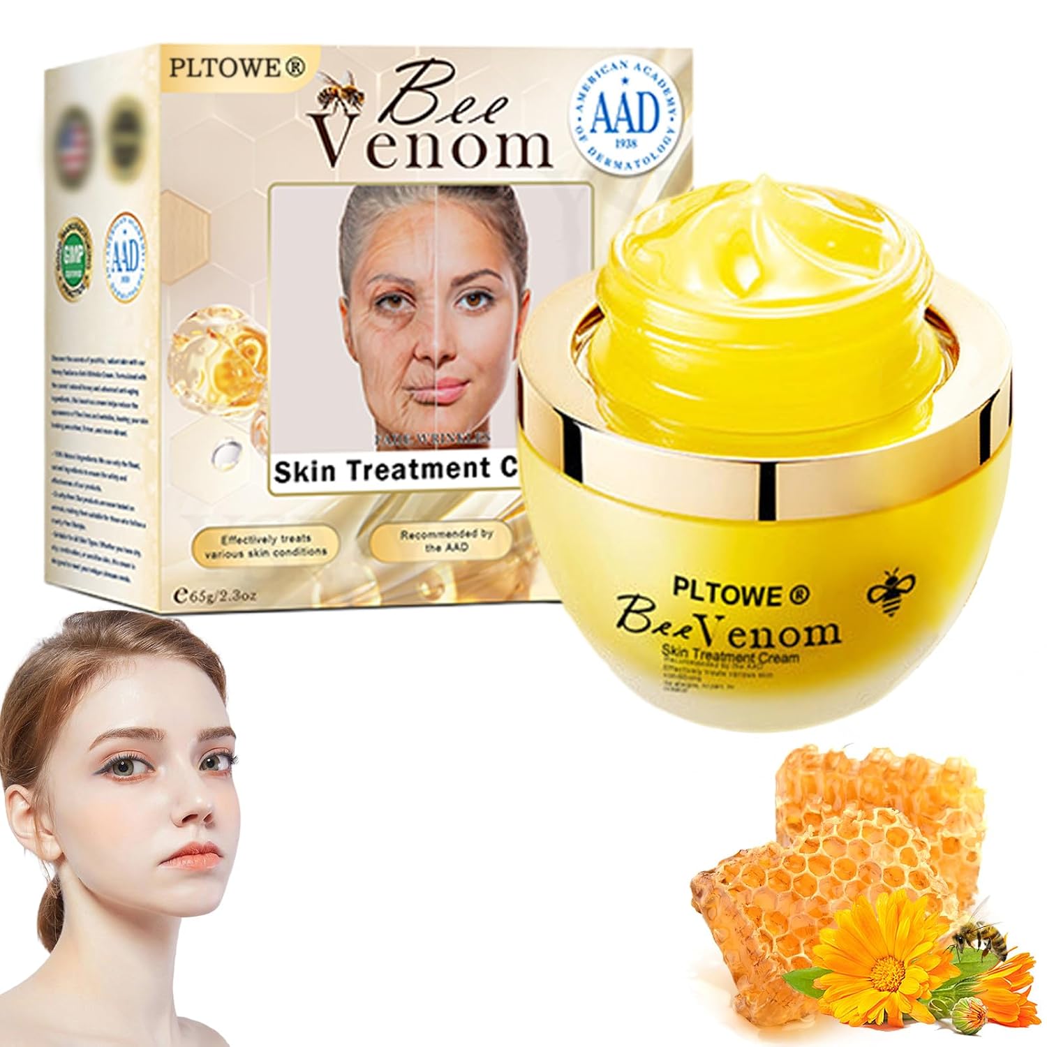 Bee Venom Skin Treatment Cream, Powerful All-Body Skin Treatment Cream, Face Cream, Face Moisturizer, Professional Bee Venom Cream for All Skin Types 1PC