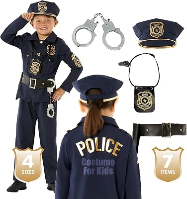 Morph Police Officer Costume For Boys, Kids Cop Outfit, Police Costume For Children, Fun Dress-Up Role Play