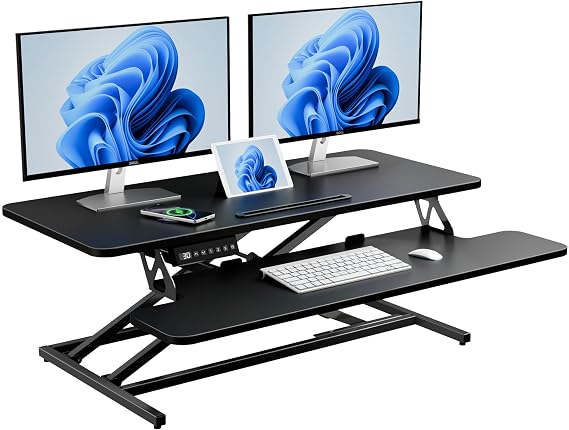 ERGOMAKER Electric Standing Desk Converter, 36"/91cm, Black