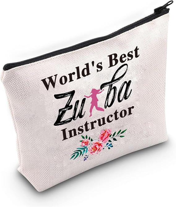 PXTIDY World's Best Zumba Instructor Makeup Bag Zumba Teacher Gift Zumba Dance Teacher Appreciation Gifts Cosmetic Bag (Best Zumba)