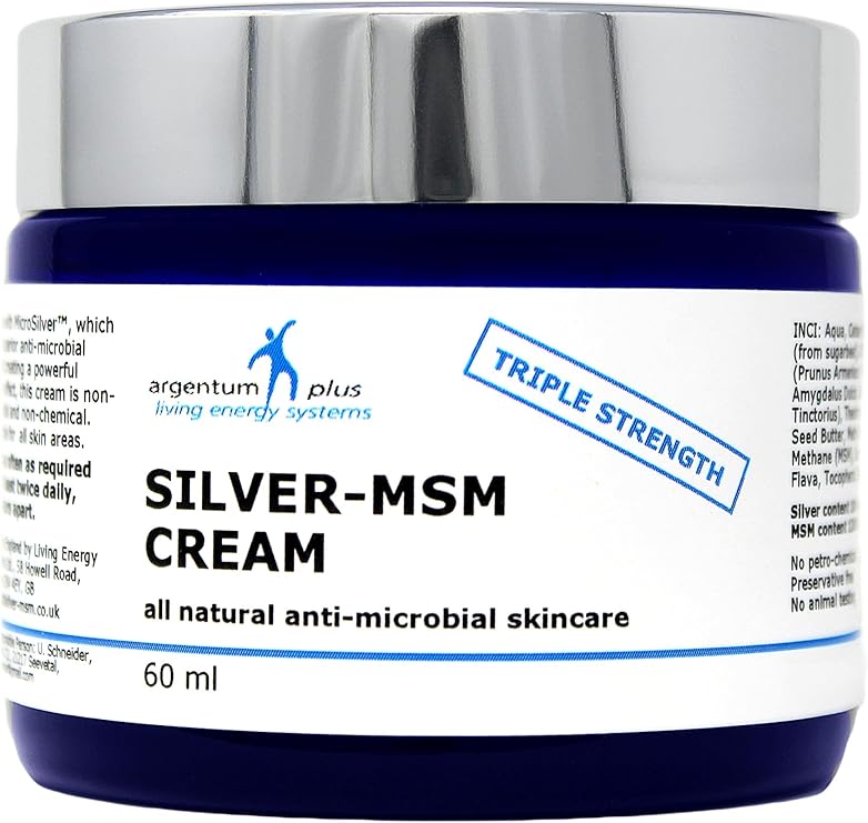 Triple Strength Silver-MSM Cream 60 ml | High-Strength Formula, Natural Ingredients, Non-Fragranced, With powerful MicroSilver and MSM