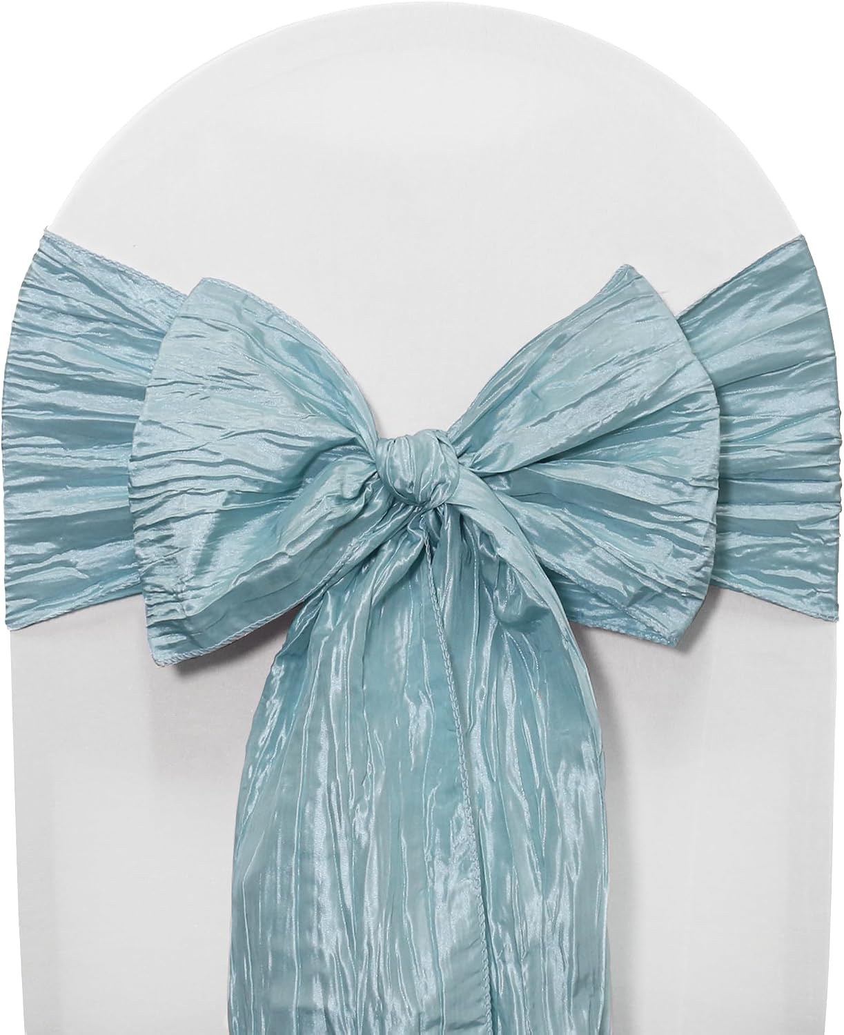 YOUR CHAIR COVERS - Pack of 10 Dusty Blue Crinkle Taffeta Chair Sashes for Weddings Events Hotels and Catering Services