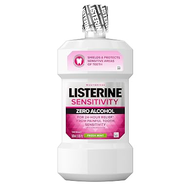 Listerine 24-HR Tooth Sensitivity Relief & Protection Alcohol-Free Formula Sensitivity Mouthwash, Fresh Mint Flavor, 16.9 Fl Oz